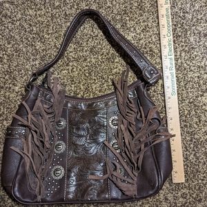 Montana West western fringe brown shoulder bag